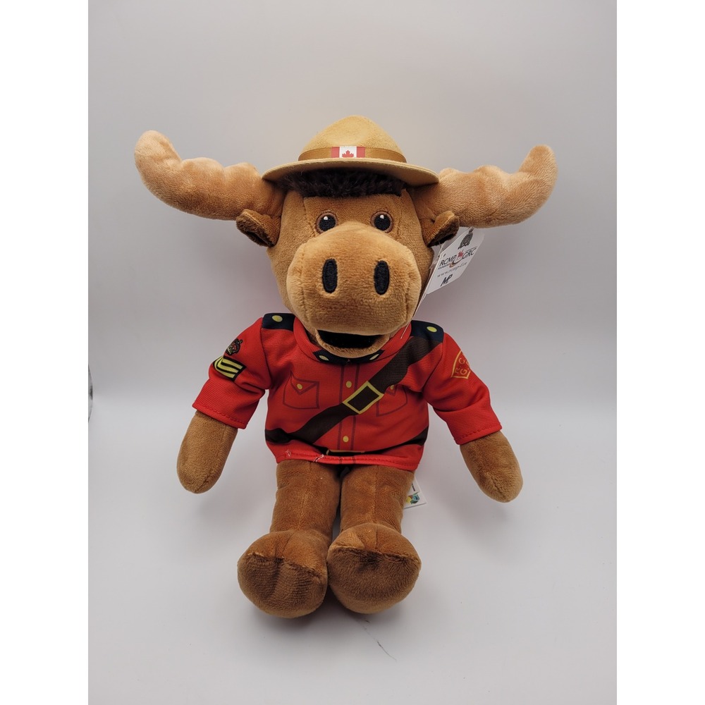 NWT  RCMP Foundation Moose Plush Toy 11in Brown Mountie Red Serge Souvenir
